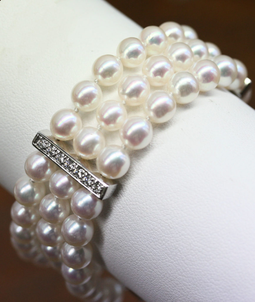 Bracelet perles et barrette Or diamant