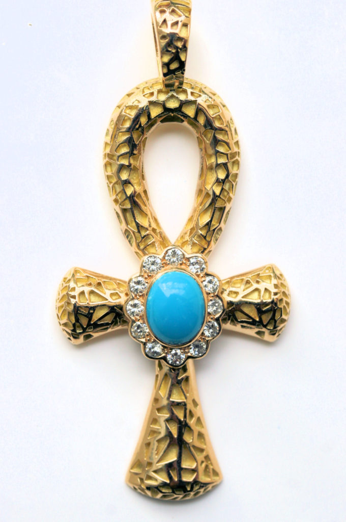 Croix Or Turquoise Diamant